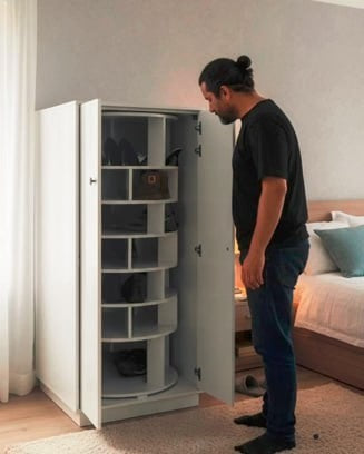 Shoe Armoire with Rotating Shelves